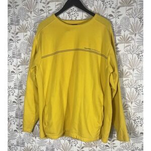 Vintage Nautica Competition Long Sleeve Shirt XL Yellow‎ Ribbed Side Panels Hong